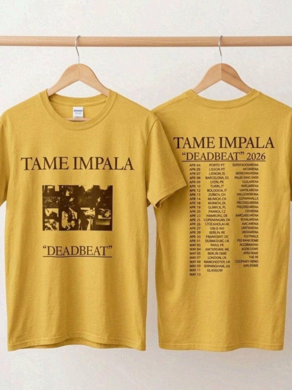 Tame Impala Deadbeat Tour 2026 Yellow T-Shirt Reprint